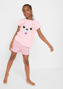 Kr&aacute;tk&eacute; pyžamo z čist&eacute; bavlny (2d&iacute;ln&aacute; souprava) | Růžov&aacute; | Vel. 128/134 | bonprix