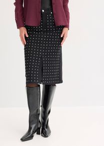 Dž&iacute;nov&aacute; sukně se &scaron;trasovou aplikac&iacute; | Čern&aacute; | Vel. 38 | bonprix