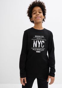 Tričko s dlouh&yacute;m ruk&aacute;vem z čist&eacute; organick&eacute; bavlny | Čern&aacute; | Vel. 176/182 | 100% bavlna| bonprix