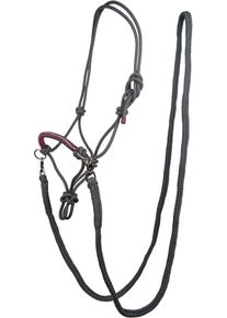 HKM Strass Knotenhalfter mit Zügeln, dunkelgrau/weinbeere, Vollblut