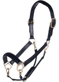 HKM Gold Lederhalfter, schwarz, Pony