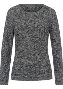 Damske Svetr s kulat&yacute;m v&yacute;střihem z čist&eacute; bavlny čern&aacute;-ecru-mel&iacute;r ,velikost 52