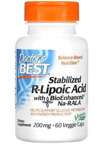 Doctors Best Stabilized R-Lipoic Acid with BioEnhanced Na-RALA - 200 mg, 60 Kapseln