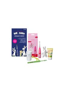 Bob a Bobek dárková sada - Velká zubní sada pro nejmenší s červeným sonickým kartáčkem a USB dobíjením