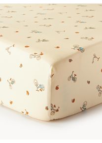 Cam Cam Copenhagen Nap&iacute;nac&iacute; prostěradlo z organick&eacute; bavlny Bicycles B&eacute;žov&aacute;, Modr&aacute;, Oranžov&aacute; Bavlna, Organick&aacute; bavlna &Scaron; 60 cm, D 120 cm, V 15 cm