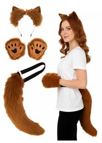 maskworld Conjunto de disfraz de zorro marr&oacute;n