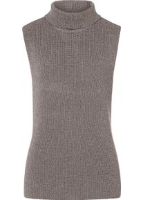 Damske Svetr bez ruk&aacute;vů s rol&aacute;kov&yacute;m l&iacute;mcem, mel&iacute;rovan&yacute; čokol&aacute;dov&aacute;-mel&iacute;r ,velikost 48
