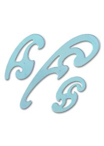 Burmester Kurvensatz transparent blau dreiteiliges Set