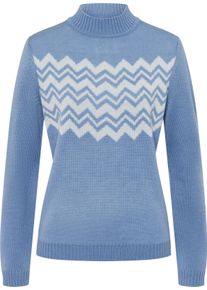 Damske Svetr se stojáčkem s klikatým vzorem modrá-ecru ,velikost 40