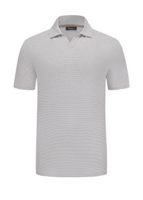 Velké Velikosti - Maerz - Polo tričko z bavlny a lnu s příčnými proužky a límečkem Vario - 68 - Béžová