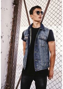 Urban Classics - Denim Lightblue - Vesta - modr&yacute; - L - 100% bavlna