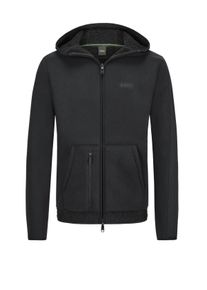 Velk&eacute; Velikosti - BOSS Green - Fleecov&aacute; bunda s pod&scaron;&iacute;vkou z uměl&eacute; kože&scaron;iny a kapuc&iacute; - 5XL - Čern&aacute;