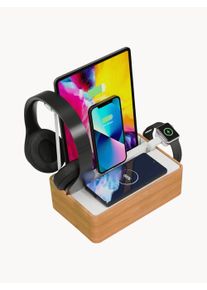 ALLDOCK Sada nabíjecí stanice z bambusu se 4 porty a 1 nabíjecí plochou Pro Xtra Pack, 12 dílů Světlé dřevo Š 22 cm, V 6 cm