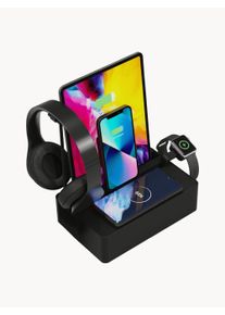 ALLDOCK Sada nabíjecí stanice se 4 porty a 1 nabíjecí plochou Pro Xtra Pack, 12 dílů Černá Š 22 cm, V 6 cm