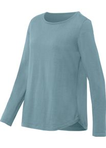 Damske Bavlněn&yacute; svetr s překř&iacute;žen&yacute;m doln&iacute;m lemem aqua ,velikost 42