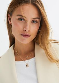 Souprava řet&iacute;zků s př&iacute;věsků ve tvaru srdce (2d&iacute;ln&aacute;) | zlat&aacute; | Vel. Onesize | mosaz| bonprix