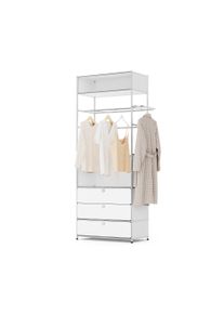 Tchibo - Kovová šatní skříň »Cn3« s šatní tyčí a 3 zásuvkami - barva: bílá