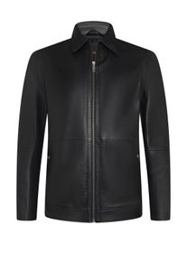 Velk&eacute; Velikosti - BOSS - Kožen&aacute; bunda z ovč&iacute; kůže s klasick&yacute;m l&iacute;mcem - 58 - Čern&aacute;