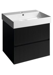 Sapho FILENA 57x51,5x43 cm černá matná, drážkovaný design FID1260BS