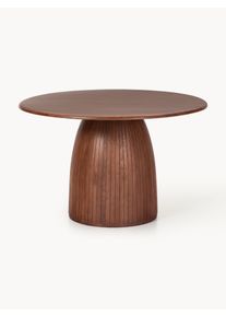 Kulat&yacute; j&iacute;deln&iacute; stůl s dr&aacute;žkovanou strukturou Nelly, v různ&yacute;ch velikostech Hněd&aacute; Dřevo, Masivn&iacute; dřevo &Oslash; 115 cm | Westwing Collection
