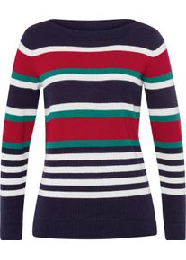 Damske Svetr s dlouhým rukávem a lodičkovým výstřihem námořnická modrá-červená-proužek ,velikost 40