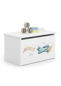 Truhla na hračky Daria b&iacute;l&aacute; s potiskem Letadlo