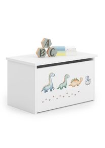 Truhla na hračky Daria b&iacute;l&aacute; s potiskem Dinosauři