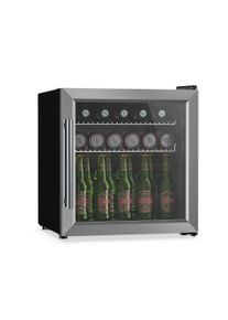 Klarstein Chladnička na nápoje Beersafe se skleněnými dveřmi | 44 x 48 cm | Vnitřní LED osvětlení | Stříbrná