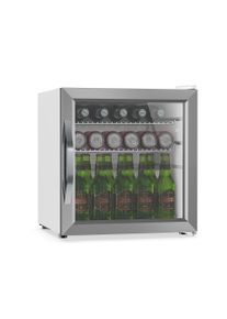 Klarstein Chladnička na nápoje Beersafe se zrcadlovými skleněnými dveřmi | 44 x 48 cm | Vnitřní LED osvětlení | Stříbrno-bílá