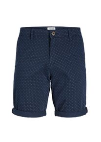 Jack & Jones Velk&eacute; Velikosti - Jack & Jones - Bermudy s jemn&yacute;m vzorem a pod&iacute;lem streče - 42/30 - Modr&aacute;