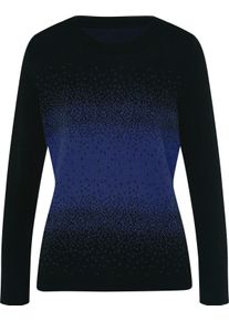 Damske Svetr s kulatým výstřihem s odstupňováním barev černá-královská modrá-vzor ,velikost 40