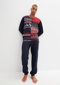 Pyžamo s dlouh&yacute;m ruk&aacute;vem z čist&eacute; bavlny | Modr&aacute; | Vel. 44/46 (S) | bonprix