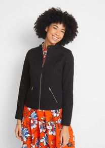 Bunda z bavlněn&eacute;ho kepru se strečov&yacute;mi vsadkami po stran&aacute;ch | Čern&aacute; | Vel. 38 | uměl&aacute; kůže| bonprix