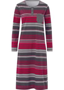 Damske Noční košile s krátkou knoflíkovou lištou, proužkovaná antracitová-červená ,velikost 48/50