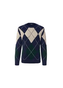 Tchibo - Pletený svetr přes hlavu - pro muže - vel. M 48/50 - barva: modrá/žakár