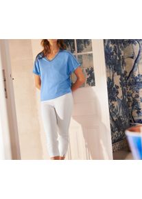 Tchibo - Halenkov&eacute; tričko s h&aacute;čkovan&yacute;m lemem - pro ženy - vel. M 40/42 - barva: modr&aacute;