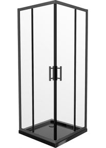 MEXEN/S Rio čtvercový sprchový kout 80 x 80 cm, transparent, černý + vanička se sifonem Flat, černý 860-080-080-80-00-4070B