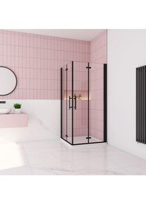 H K Sprchový kout MELODY BLACK R76, 76x76 se zalamovacími dveřmi SE-MELODYBLACKR76