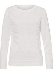 Damske Svetr s kulat&yacute;m v&yacute;střihem s žebrovan&yacute;m vzorem ecru ,velikost 52