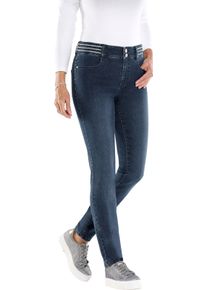 Damske Dž&iacute;ny se zdoben&yacute;m pasem sepran&aacute; modr&aacute; stone ,velikost 42