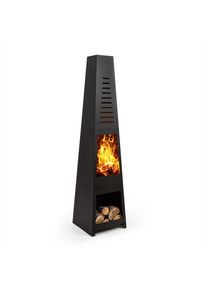 Blumfeldt Monument, zahradn&iacute; krb, prostor na uskladněn&iacute; dřeva, nerezov&aacute; ocel, čern&yacute;