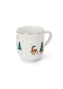 Tchibo - Velk&yacute; hrnek s leskl&yacute;m zlat&yacute;m dekorem - barva: b&iacute;l&aacute;