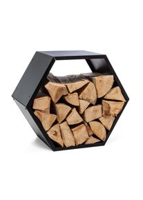 Blumfeldt Firebowl Hexawood Black, stojan na dřevo, &scaron;esti&uacute;heln&iacute;kov&yacute; tvar, 50,2 &times; 58 &times; 32 cm