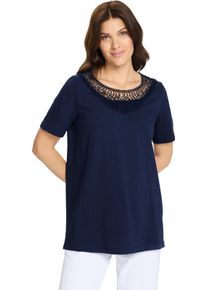 Damske Dlouh&eacute; tričko s krajkovou vsadkou n&aacute;mořnick&aacute; modr&aacute; ,velikost 48