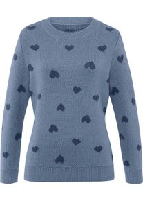 Damske Svetr s dlouh&yacute;m ruk&aacute;vem a srd&iacute;čkov&yacute;m vzorem holub&iacute; modr&aacute;-kouřov&aacute; modr&aacute;-vzor ,velikost 38