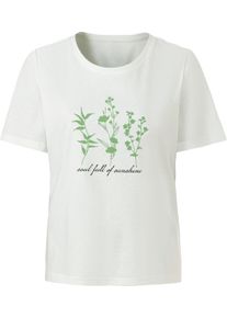 Damske Tričko s kr&aacute;tk&yacute;m ruk&aacute;vem s květinov&yacute;m motivem ecru-jablkov&aacute;-potisk ,velikost 54