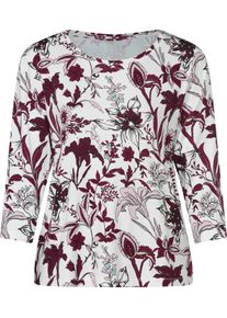 Damske Tričko s potiskem a 3/4 ruk&aacute;vy ecru-burgundsk&aacute;-potisk ,velikost 44