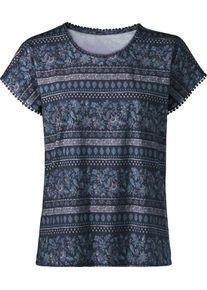 Damske Tričko s potiskem a krajkovou bordurou n&aacute;mořnick&aacute;-ecru-potisk ,velikost 52