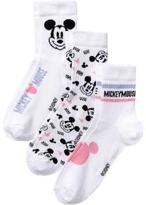 N&iacute;zk&eacute; ponožky Mickey Mouse (3 p&aacute;ry) | B&iacute;l&aacute; | Vel. 39-42 | bonprix