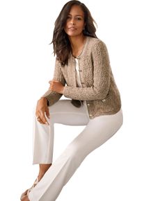 Damske Pleten&yacute; kab&aacute;tek z leskl&eacute; př&iacute;ze velbloud&iacute;-ecru-mel&iacute;r ,velikost 42